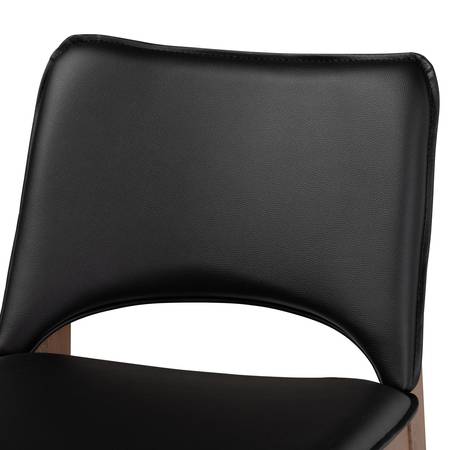 Baxton Studio Afton Mid-Century Modern Black Faux Leather Upholstered and 2-Piece Wood Dining Chair Set Set of 2 188-11923-ZORO